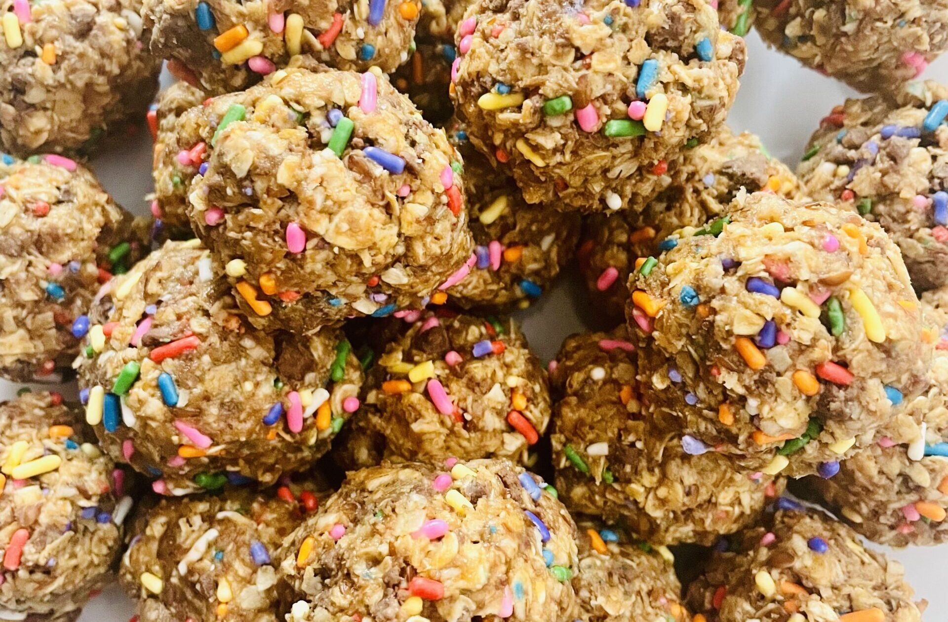 pile of confetti energy bites on a plate