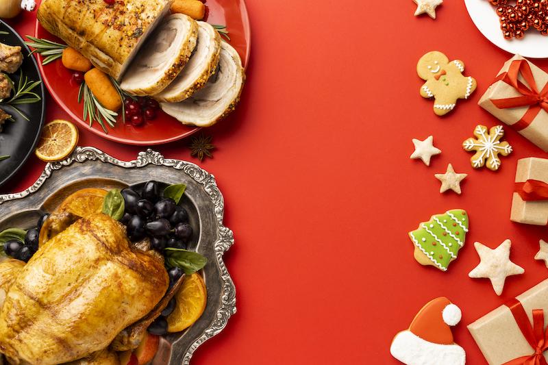 Platters with holiday food